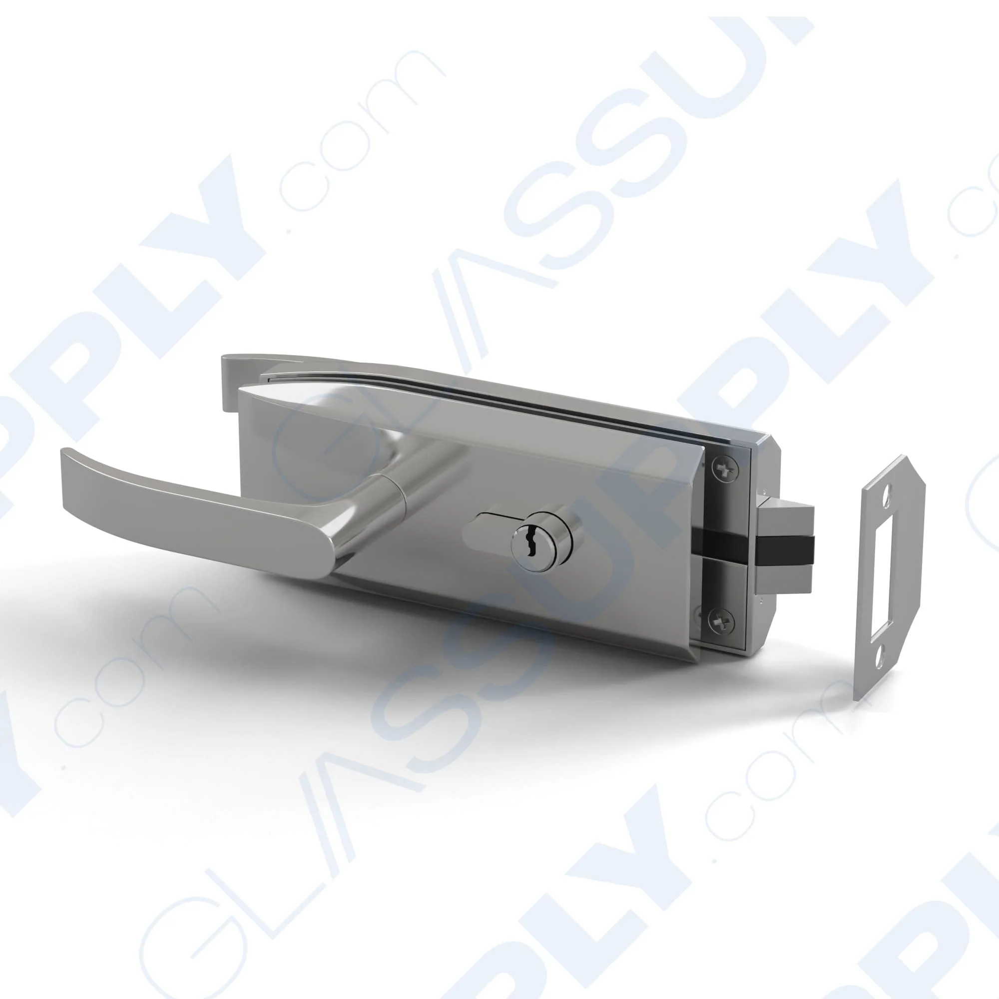 Glass to Frame Door Handle Latch Kit with Key