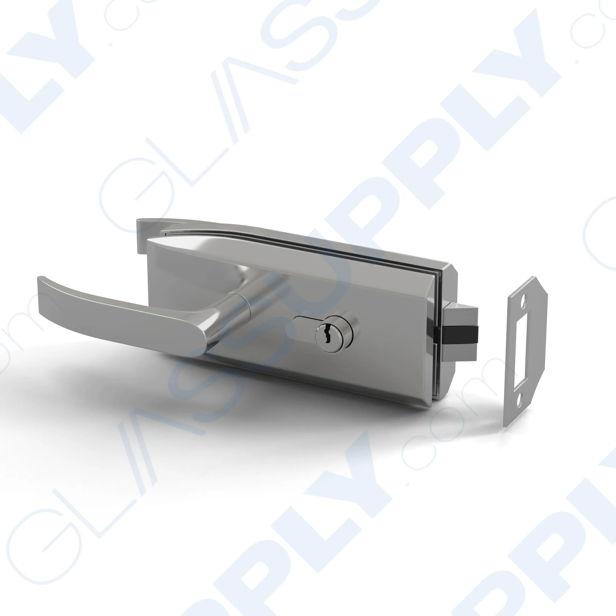 Glass to Wall Door Handle Latch Kit with Key